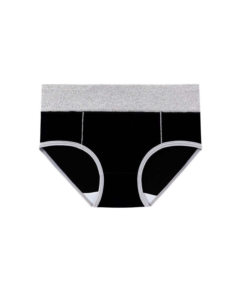 Women's Mid-Rise Colorblock Plus Size Cotton Butt Lifting Waist Briefs