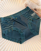 Mid-Rise Antibacterial Crotch Breathable Seamless Lace Satin Briefs
