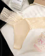 Low-Waist Seamless Sexy Lace Satin Stitching Briefs