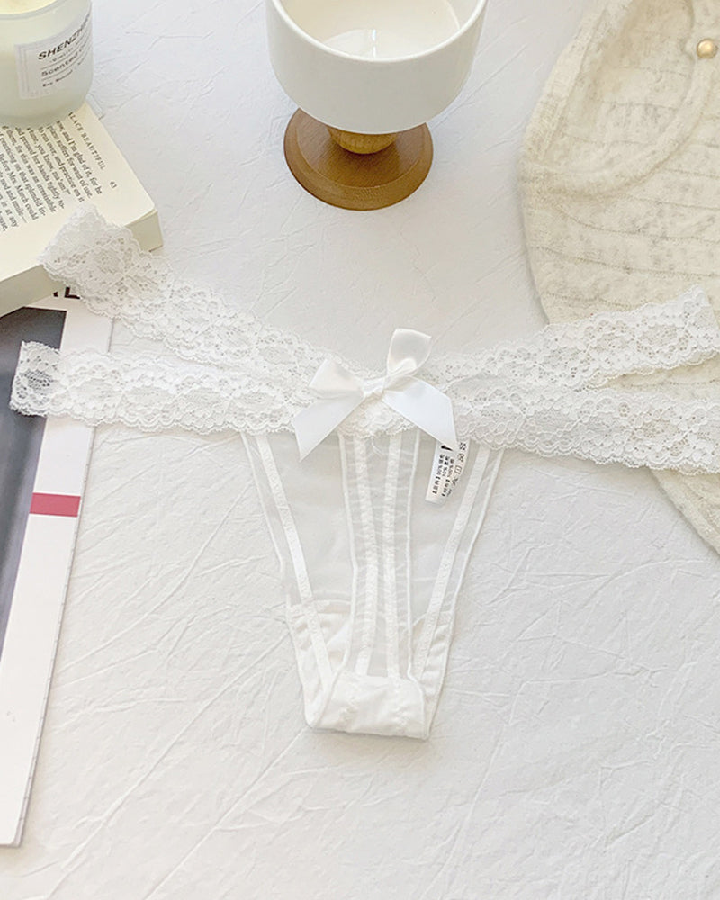 Sexy Colorblock Lace Low-Rise See-Through Mesh Thong