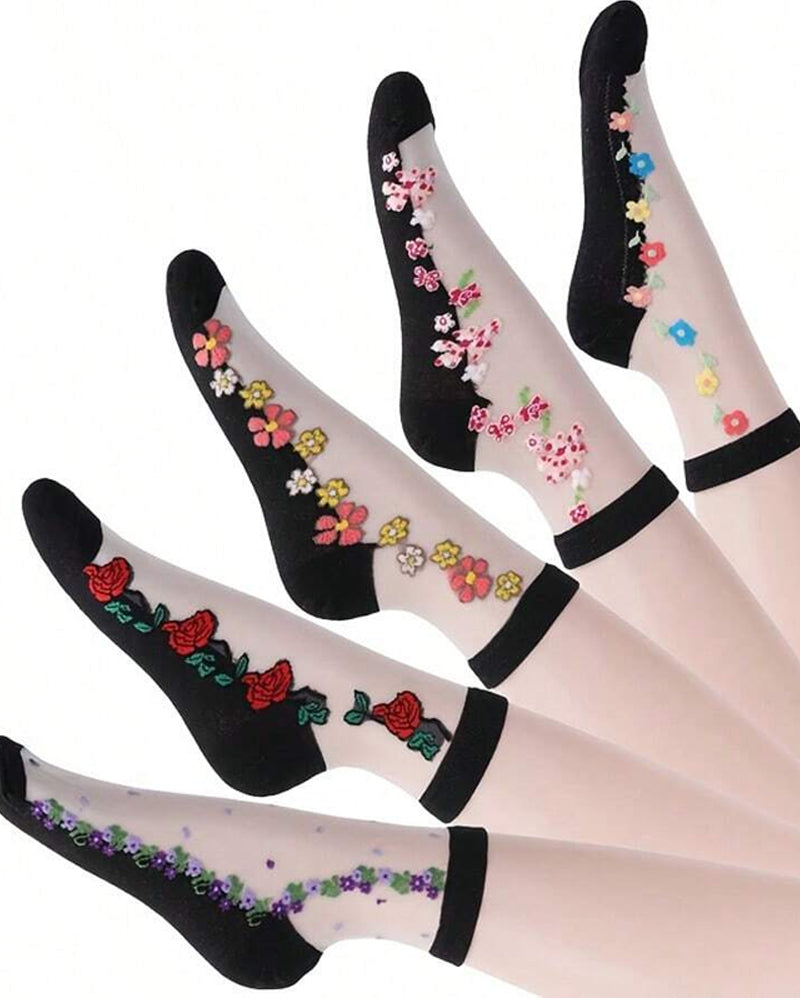 5-pack Women's Floral Jacquard Socks