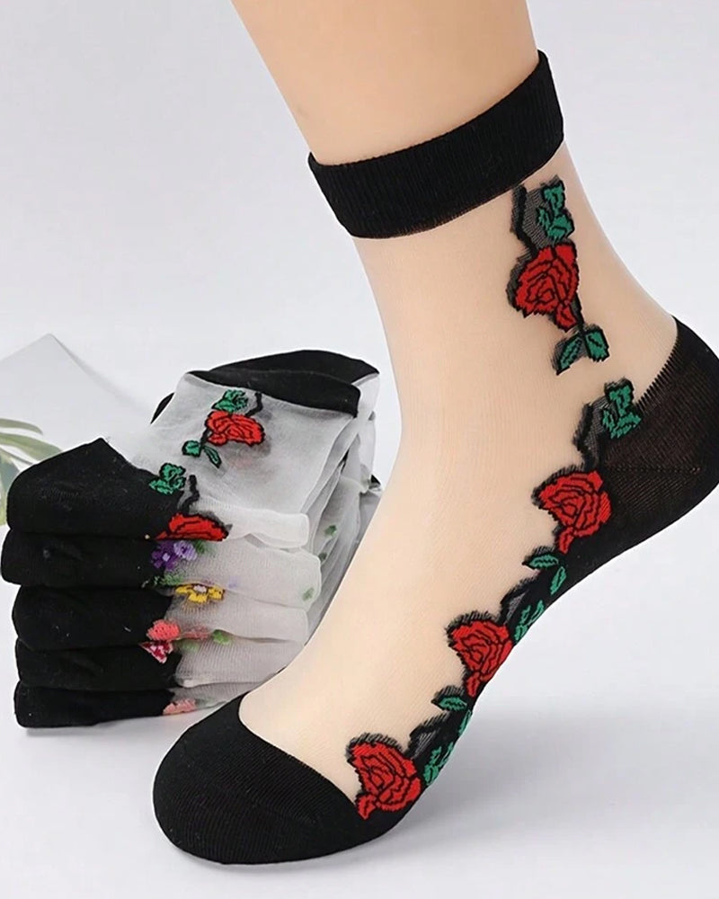 5-pack Women's Floral Jacquard Socks