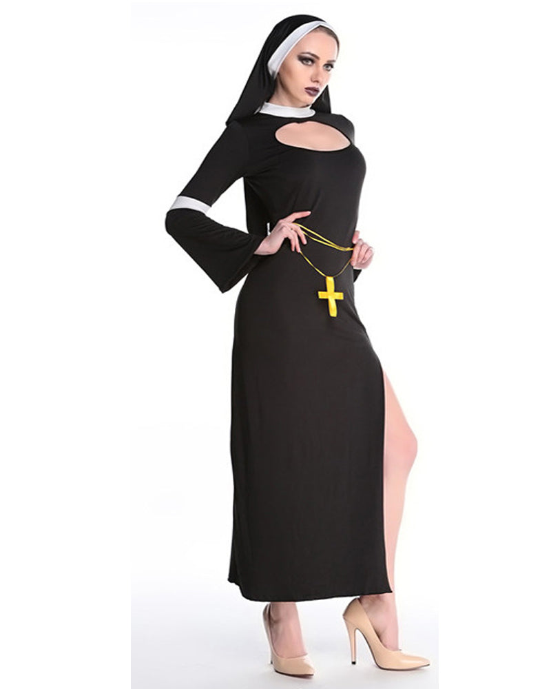 Halloween Black Priest Costume Maria Priest Nun Costume Role Play Costume Suit