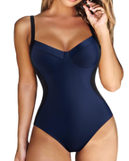 Women's V-neck Tummy Control Cross Back One-Piece Swimsuit