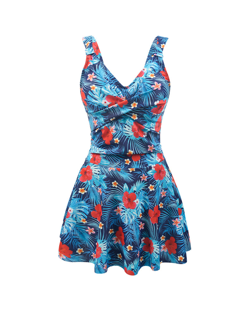 Floral Print Skirted One-Piece Swimsuit