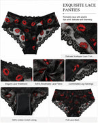 4-Pack Sexy Lace See-Through Lip Embroidered Panties