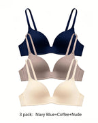 3-Pack Comfortable Wire-Free V-Neck T-Shirt Bra