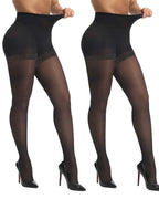 2-pack 40D Anti-snagging Transparent Tummy Control Shaping Pantyhose