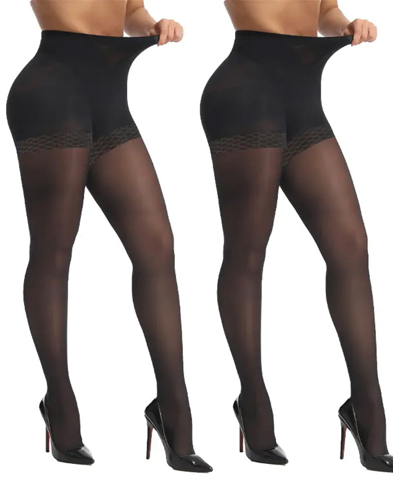 2-pack 40D Anti-snagging Transparent Tummy Control Shaping Pantyhose