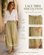 Elegant & Comfortable Lace-Trim Chiffon Wide-Leg Pants