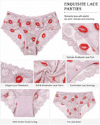 4-Pack Sexy Lace See-Through Lip Embroidered Panties
