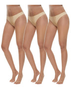 3 Pairs Ultra Thin 10D Control Toeless Pantyhose