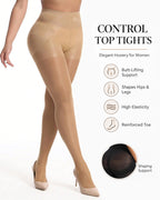 2-pack 40D Anti-snagging Transparent Tummy Control Shaping Pantyhose