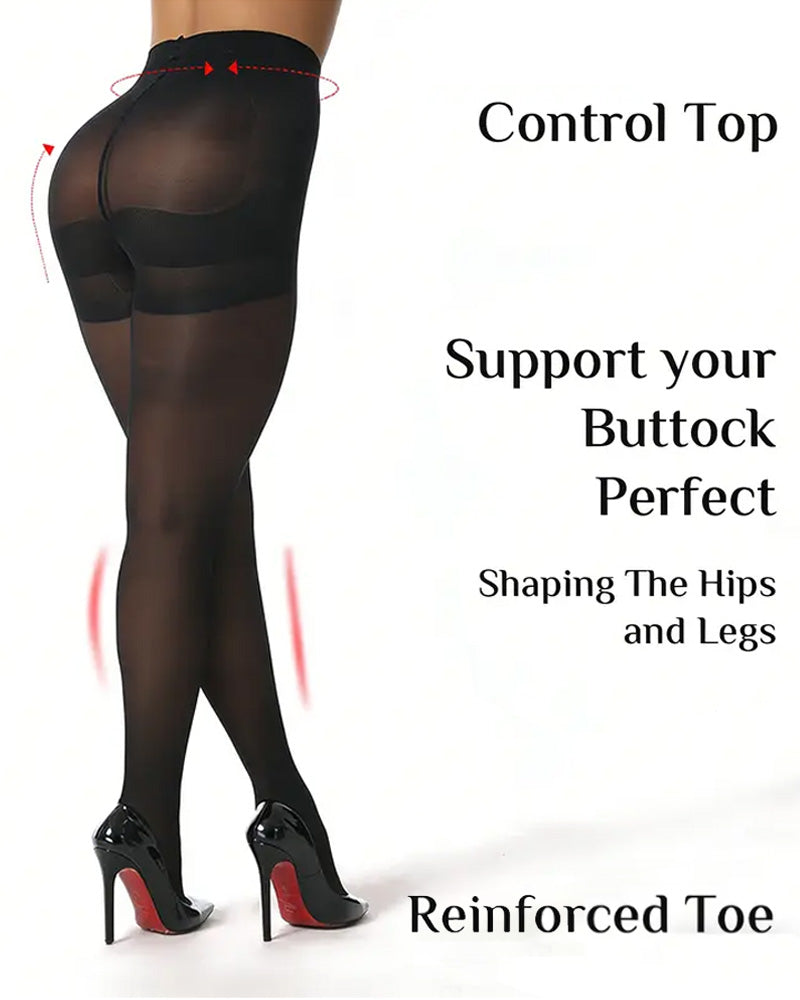 2-pack 40D Anti-snagging Transparent Tummy Control Shaping Pantyhose