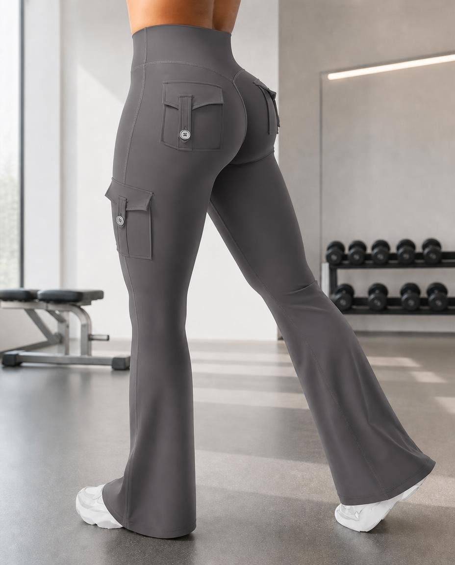 High Waist Tummy Control Hip Lift Flared Yoga Pants with Pockets