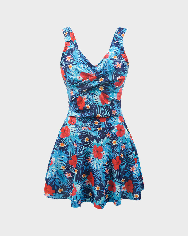 Floral Print Skirted One-Piece Swimsuit