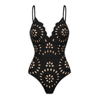 Flower Hollow One Piece Swimsuit and Skirt