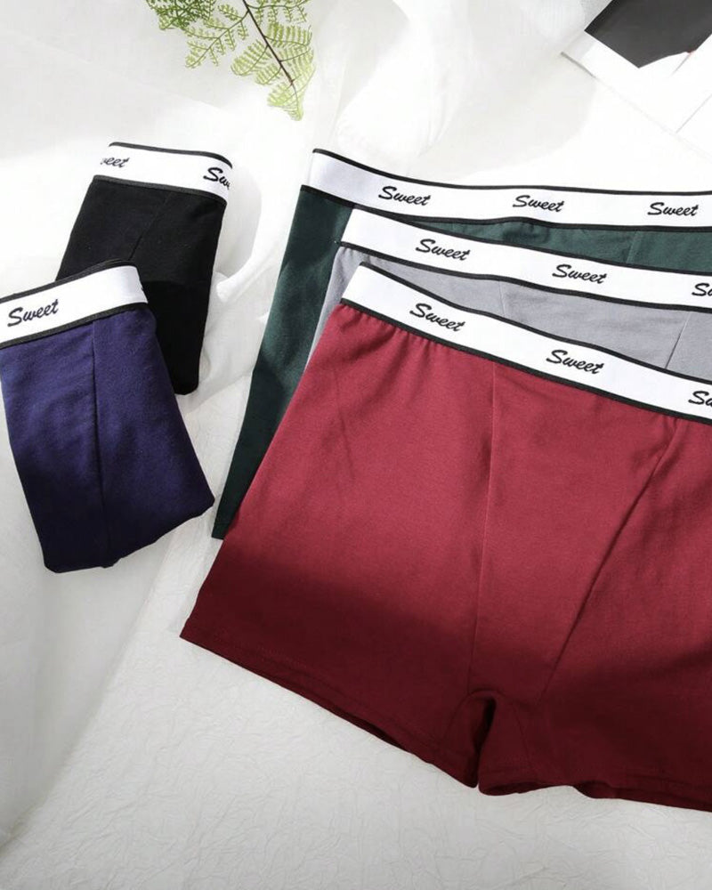 5-Pack Cotton Seamless Colorblock Letter Waistband Boxer Briefs
