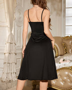 Sexy Lace High-Slit Spaghetti Strap Long Nightgown