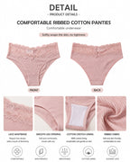 4-Pack Sexy Lace Trim Ribbed Cotton Panties
