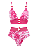Sexy Cut-Out Floral Print Swimsuit Set