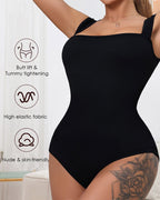 Women's Square Neck Sleeveless Knit Ribbed Vest Bodysuit