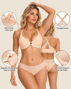 Deep V Front Closure Lace Back Jelly Wireless Bra