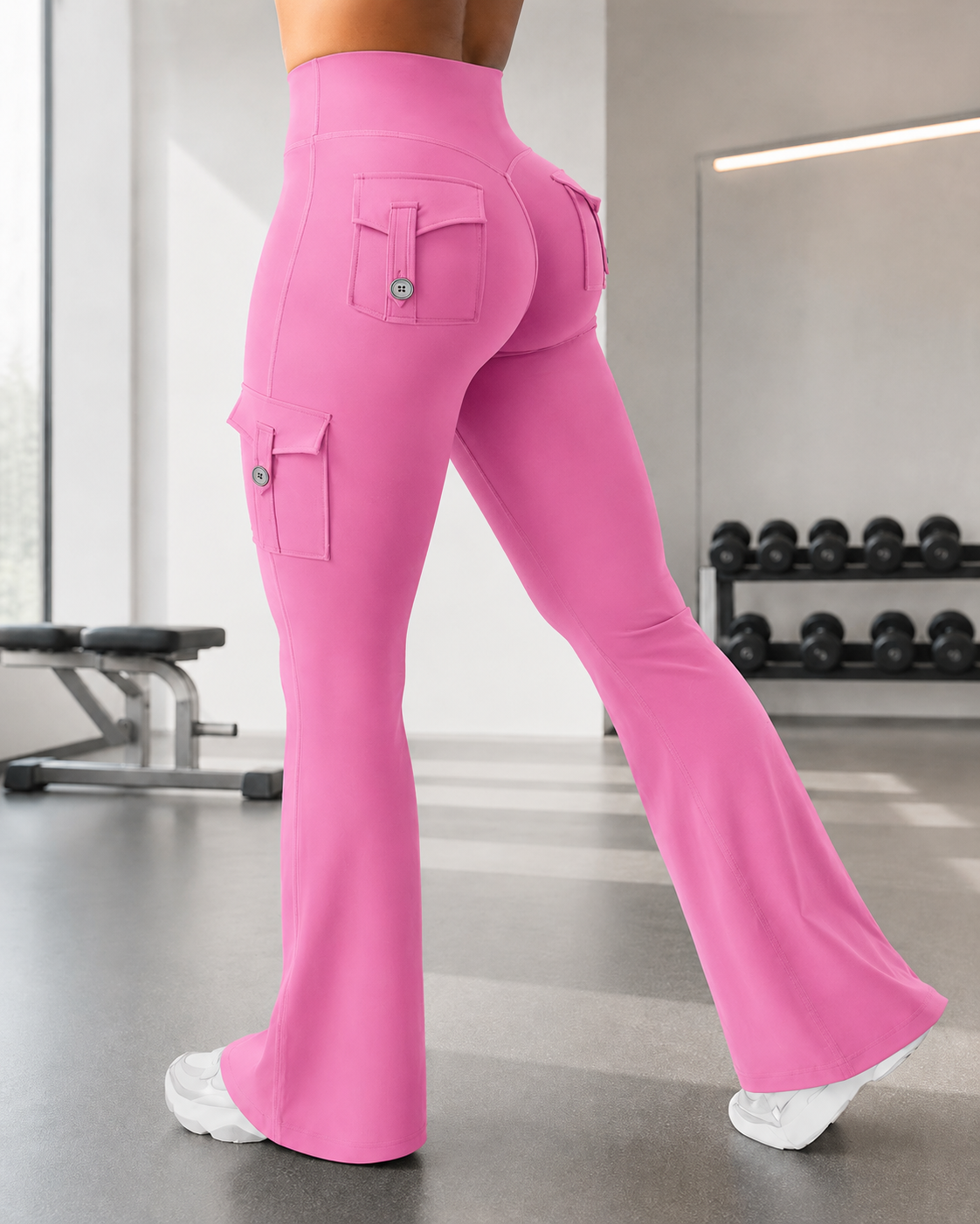 High Waist Tummy Control Hip Lift Flared Yoga Pants with Pockets