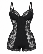 Floral Sheer Lace Romper Lingerie with Structured Cups