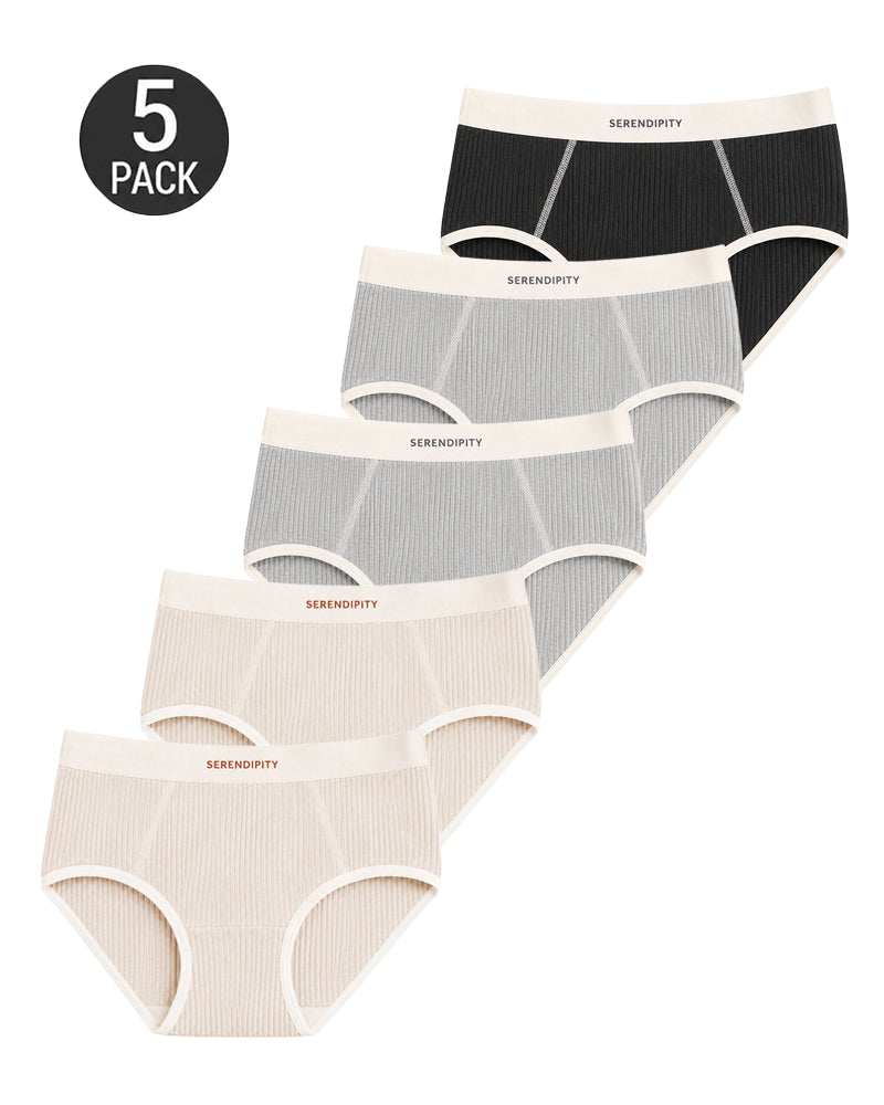 5-Pack Colorblock Ribbed Cotton Stretch Breathable Briefs