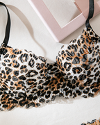 Sexy Leopard Print Cutout Lace Lingerie Set