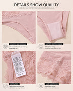 4-Pack Sexy Lace Trim Ribbed Cotton Panties
