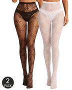 2-Pack Bow-Decorated Fishnet Stockings