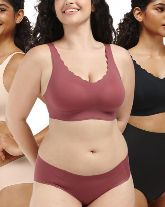 Soft V-Neck Scalloped Bra