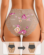 4-Pack Mid Waist Floral Print Lace Seamless Panties