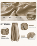 Elegant & Comfortable Lace-Trim Chiffon Wide-Leg Pants
