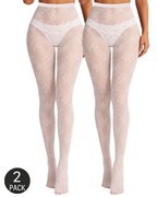 2-Pack Bow-Decorated Fishnet Stockings