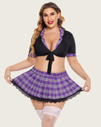 Plus Size Lingerie with Tie Top and Mini Skirt