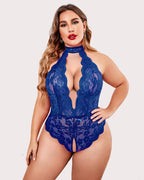Plus Size Lace Halter Teddy