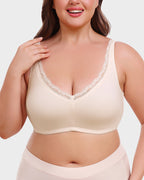 Floralshe®Full Coverage Lace Trim Minimizer Bra