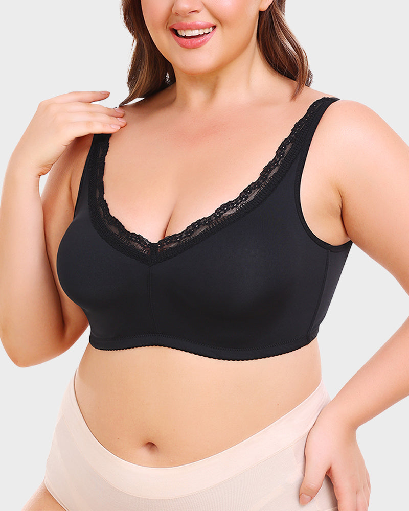 Floralshe®Full Coverage Lace Trim Minimizer Bra