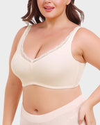 Floralshe®Full Coverage Lace Trim Minimizer Bra