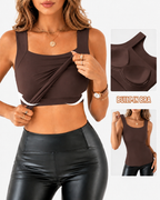 High Strechy Seamless U Neck Built-in Bra Tank Tops