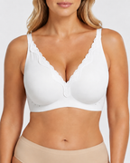 Plus Size Deep V Seamless Lace Trim Comfortable Push Up Bra