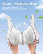 Plus Size Front Closure Seamless Lace Mesh Breathable Vest Bra
