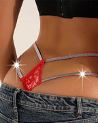 Sexy Lace Openwork Shiny Belt Low-rise Thong
