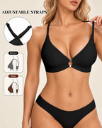 Deep V Front Closure Lace Back Jelly Wireless Bra