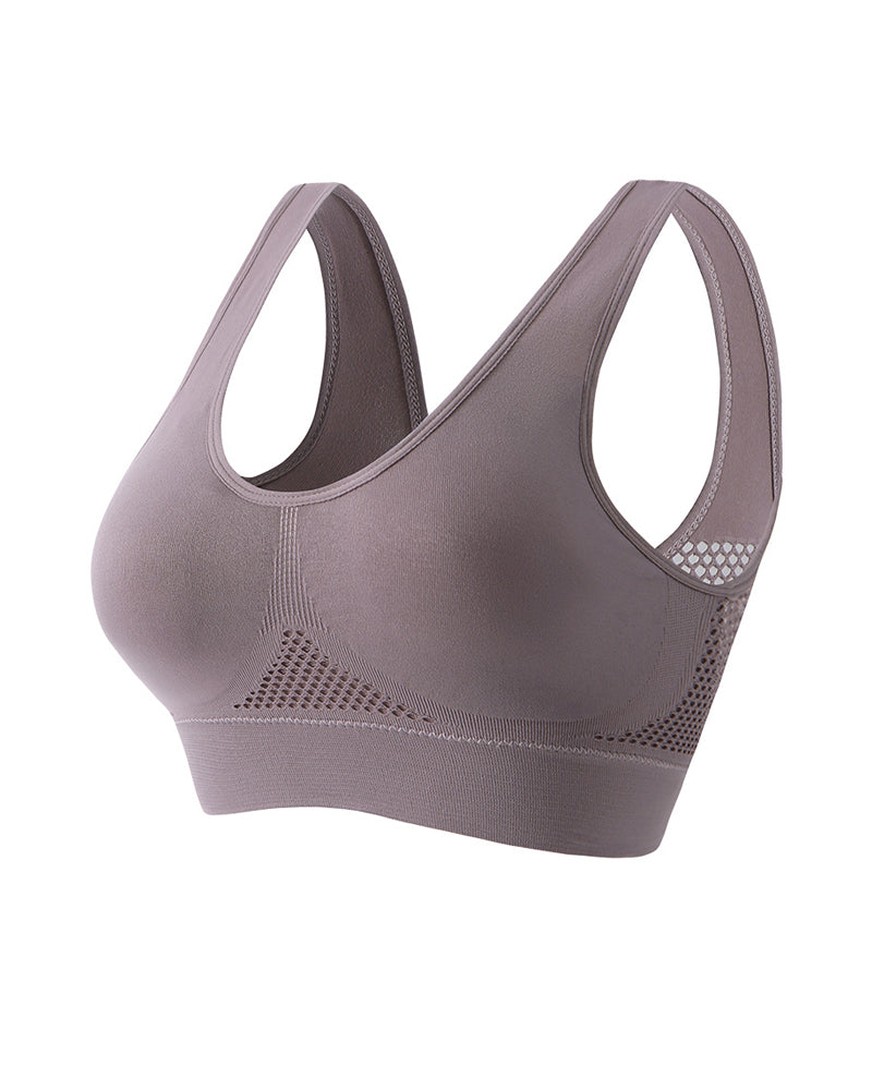 Casual Seamless Elastic Band Removable Pads Integrated Sports Bra