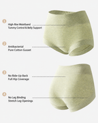 3-Pack Pure Cotton High Waist Tummy Control Antibacterial Elastic Boxer Briefs