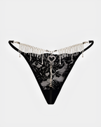 Sexy Sheer Lace Rhinestone Fringe Heart Thong